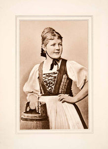 1904 Photogravure Swiss Peasant Woman Cultural Historic Costume Fashion XGPB7