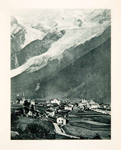 1904 Photogravure Mont Blanc Chamounix Switzerland Landscape Cityscape XGPB7