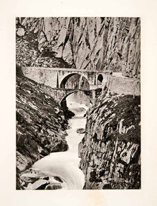 1904 Photogravure Devils Bridge St. Gotthard Pass Stream Landscape XGPB7