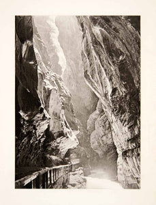 1904 Photogravure Tamina Gorge Switzerland Footbridge Swiss Landscape XGPB7