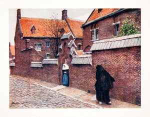 1907 Color Print Beguinage Mont St Amand Ghent Belgium Street Amedee XGPB8
