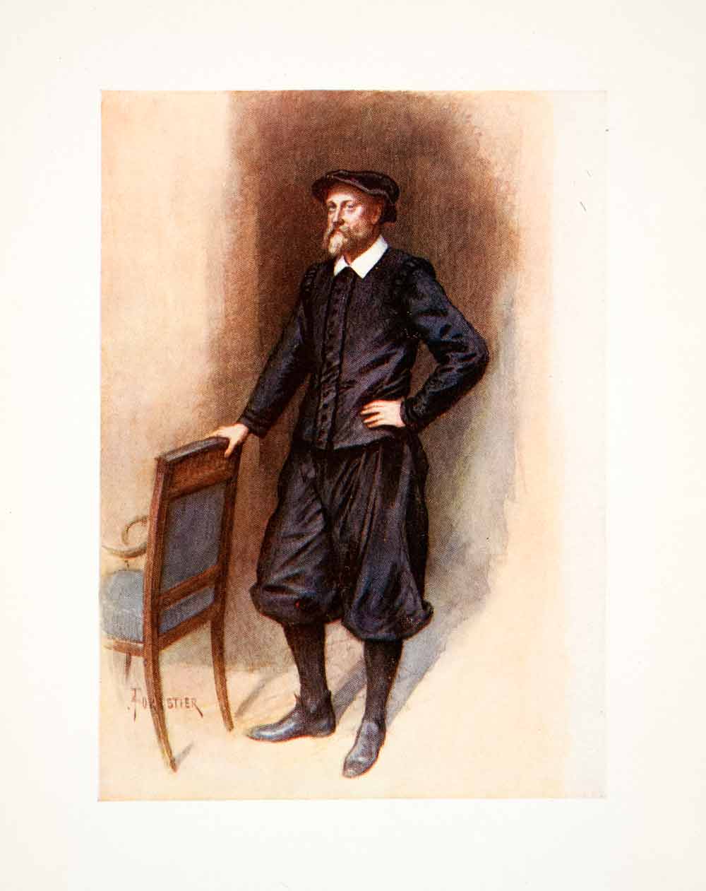 1907 Color Print Portrait Concierge Plantin-Moretus Antwerp Amedee XGPB8