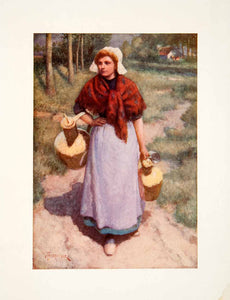 1906 Color Print Forestier Amedee Flemish Girl Flanders Belgium Dutch XGPB9