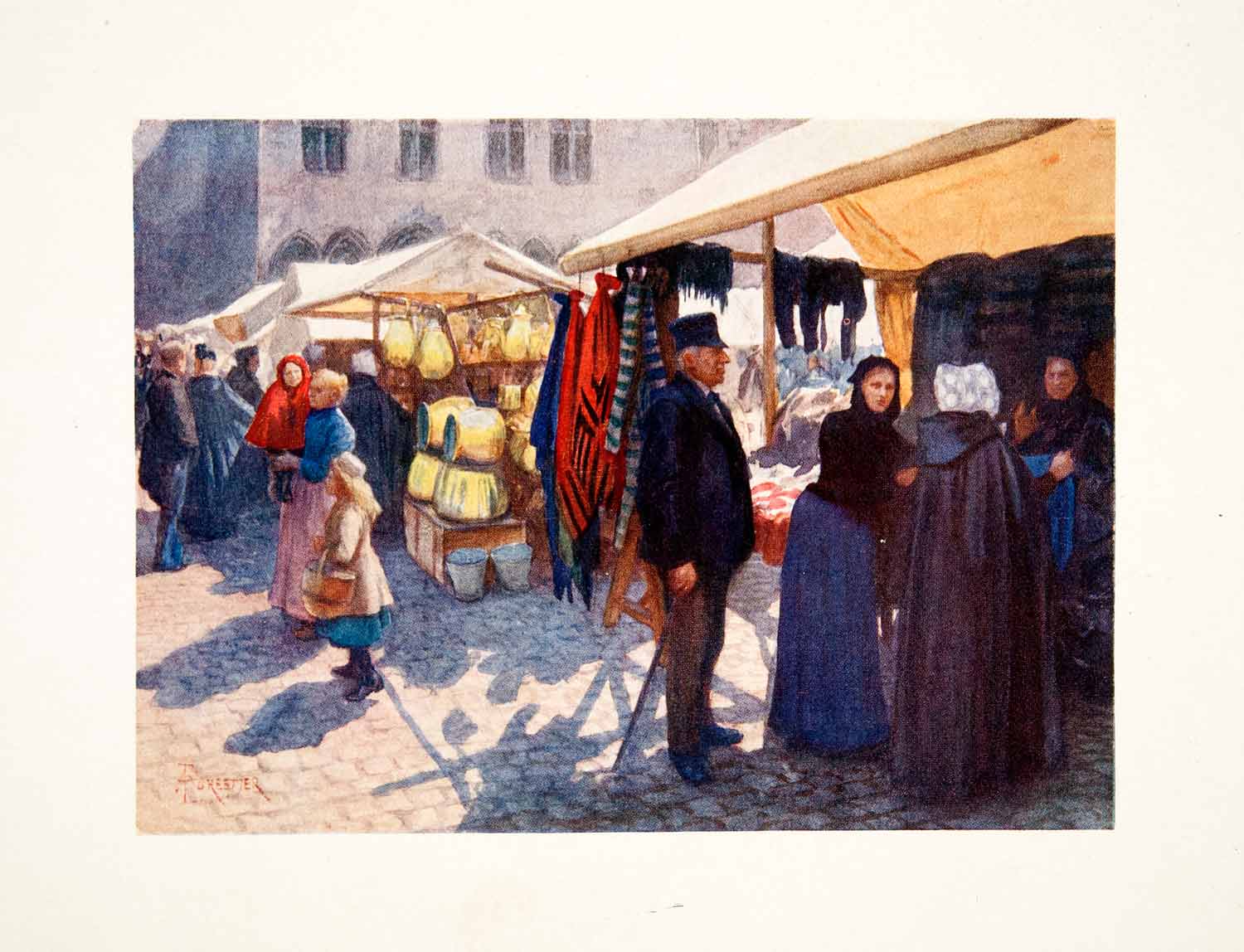 1906 Color Print Marketplace Bruges Belgium Vendor Seller Merchant XGPB9