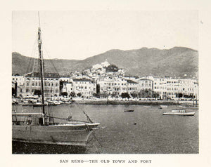 1928 Print San Remo Italy Town Port Boat Sail Marina Architecture Coast XGPC1