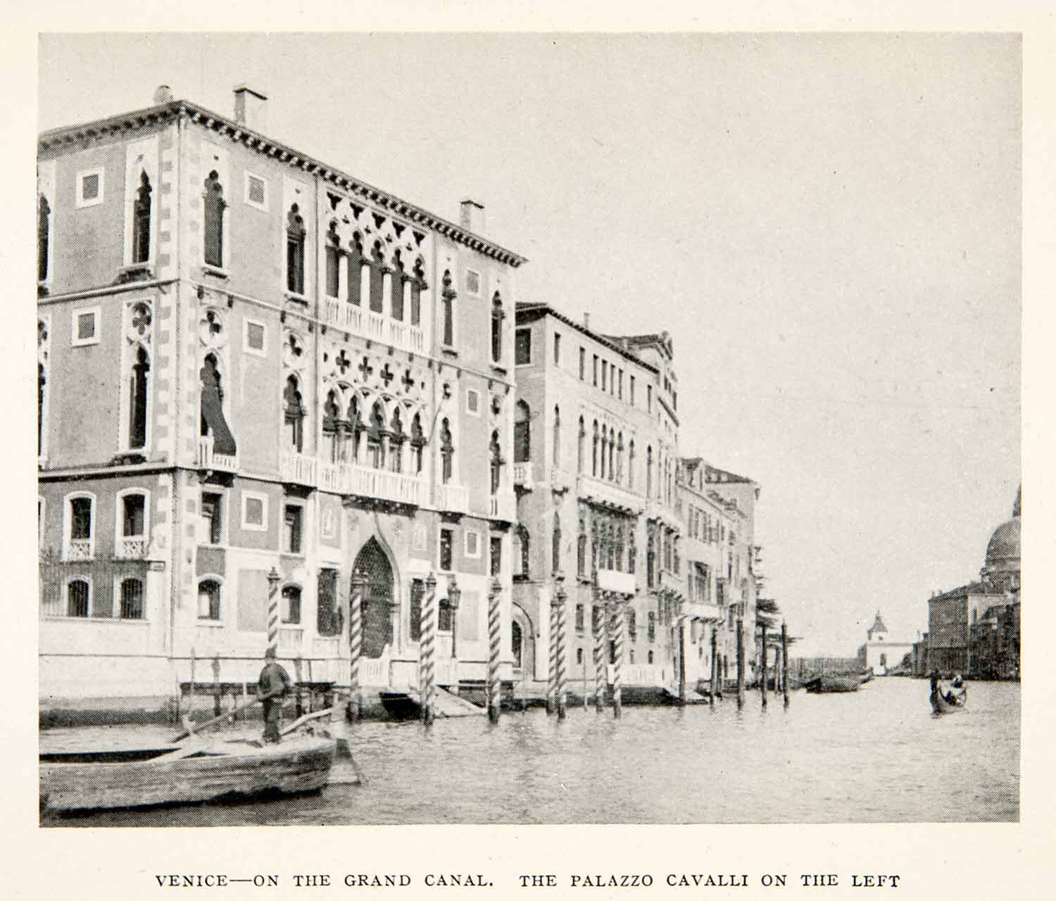 1928 Print Venice Italy Grand Canal Palazzo Cavalli Canoe Gondola Urban XGPC1
