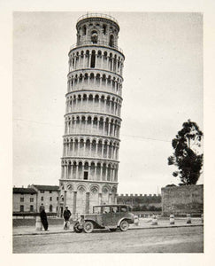 1928 Print Leaning Tower Pisa Italy Architecture Landmark Automobile Road XGPC1