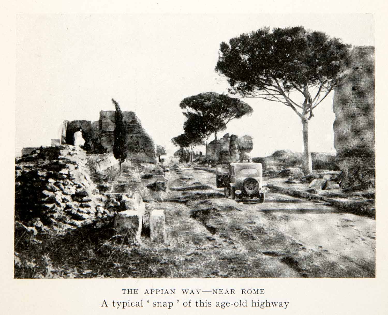 1928 Print Appian Way Road Rome Italy Automobile Travel Landscape Ruins XGPC1