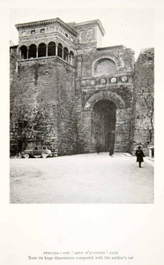 1928 Print Perugia Arco D'Augusto Gate Road Arch Automobile Italy XGPC1