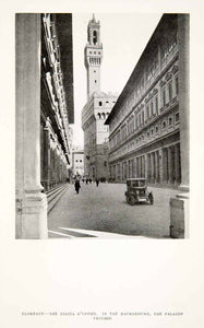 1928 Print Florence Italy Piazza D'Uffizi Palazzo Vecchio Tower XGPC1