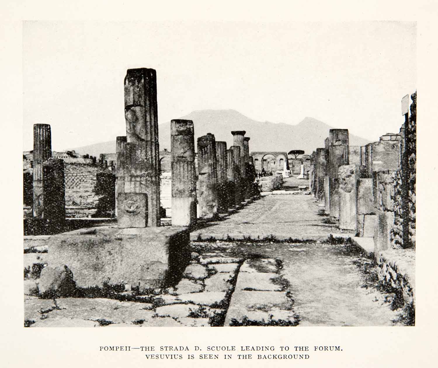 1928 Print Ruin Pompeii Italy Archeology Strada Forum Architecture Column XGPC1