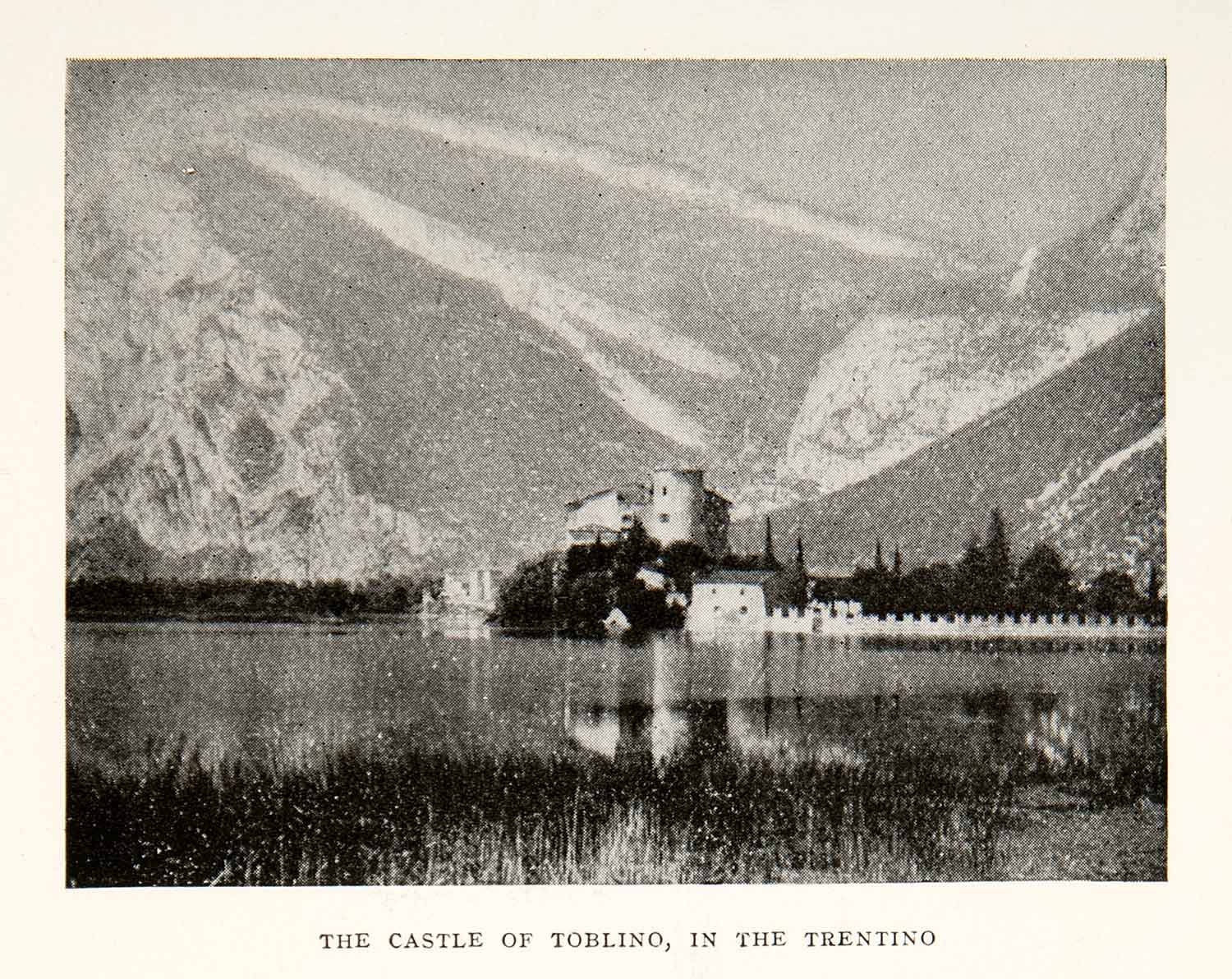 1928 Print Castle Toblino Trentino Italy Landscape Fortress Medieval Lake XGPC1