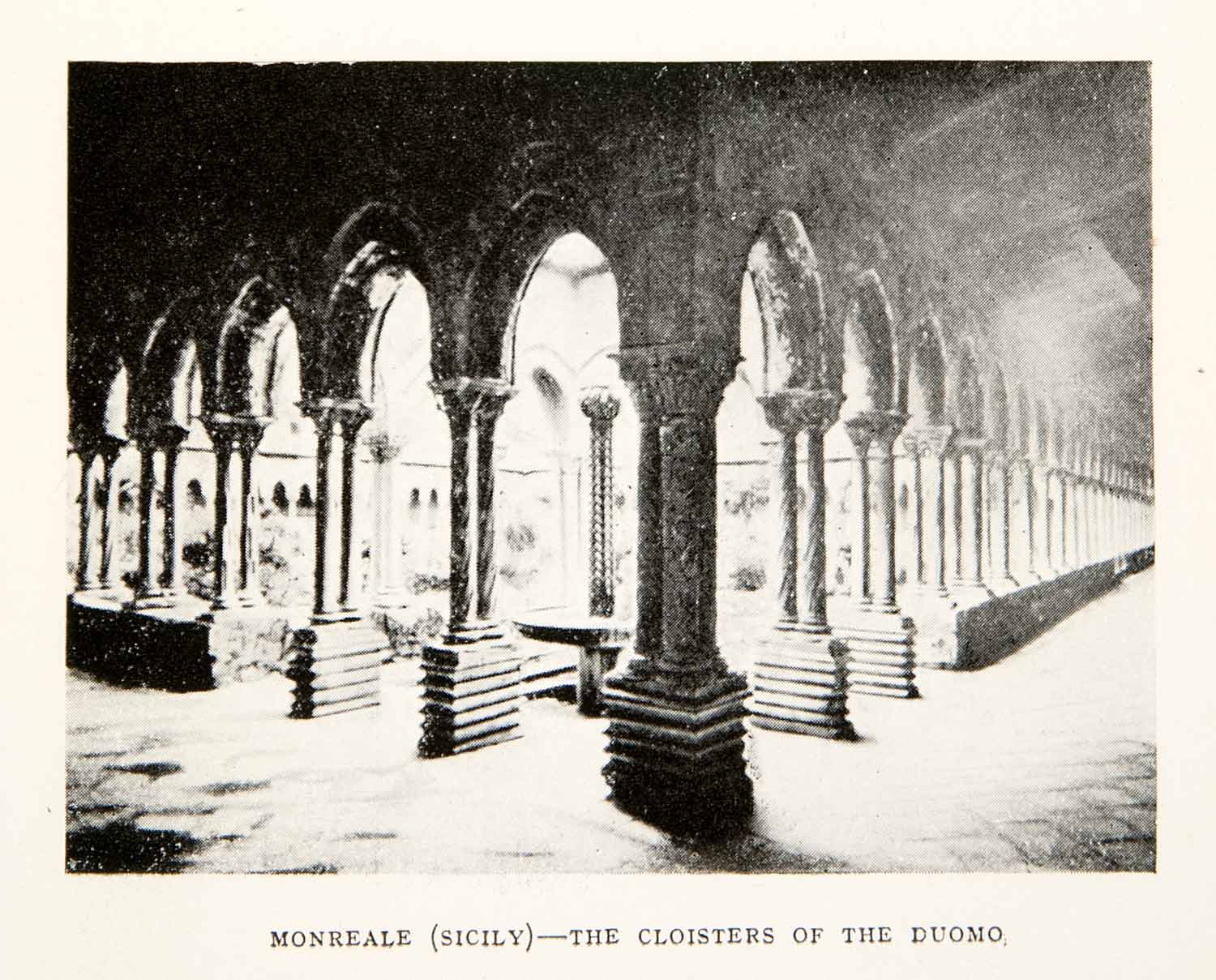 1928 Print Cloisters Duomo Sicily Italy Column Architecture Arch Monreale XGPC1