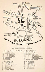 1928 Print Map City Bologna Italy Europe Ferrara Modena Ravenna Forli XGPC1