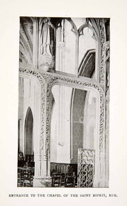 1918 Print Saint Esprit Chapel Entrance Rue France Religion Church XGPC2