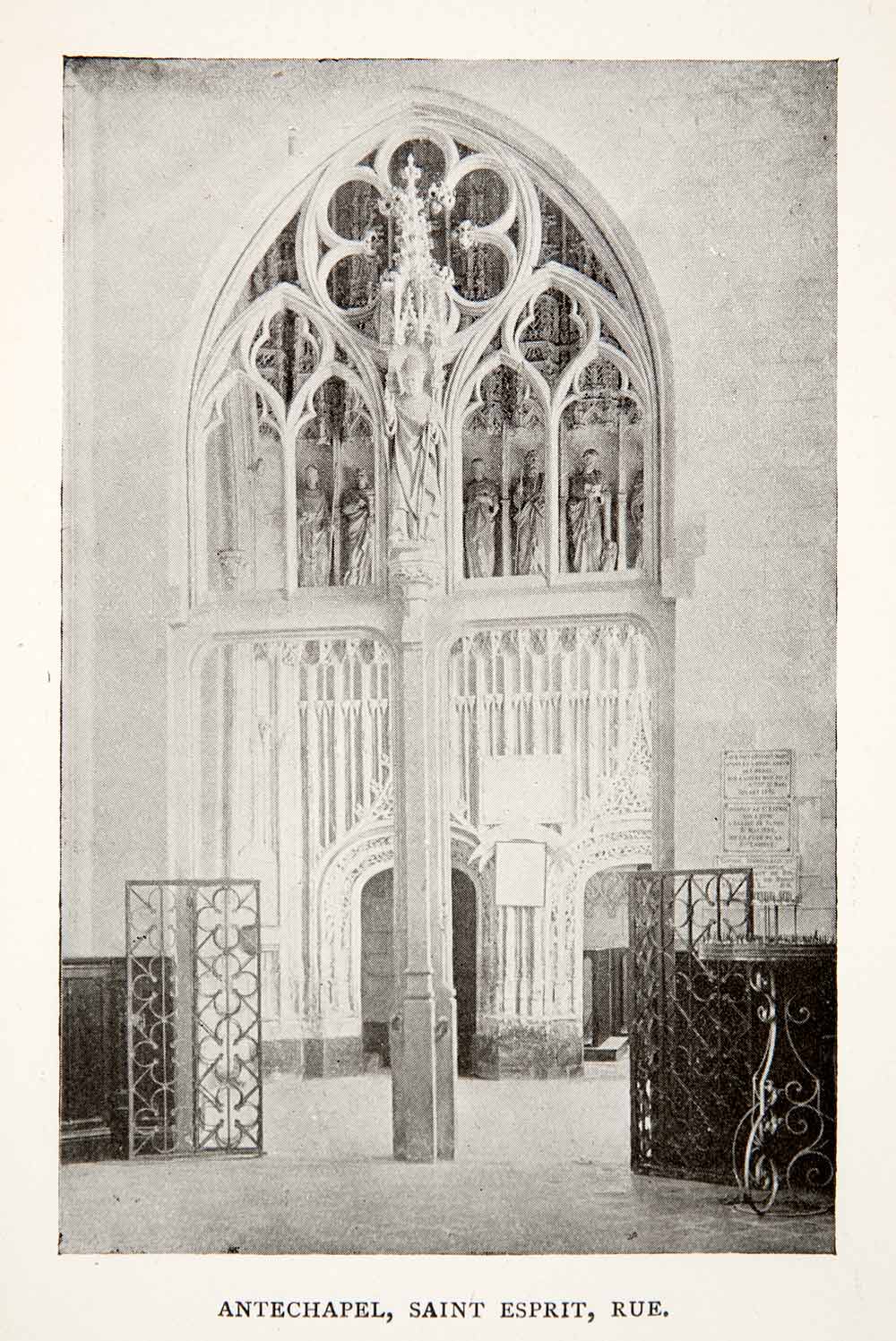 1918 Print Saint Esprit Antechapel Church Interior Rue France Religion XGPC2