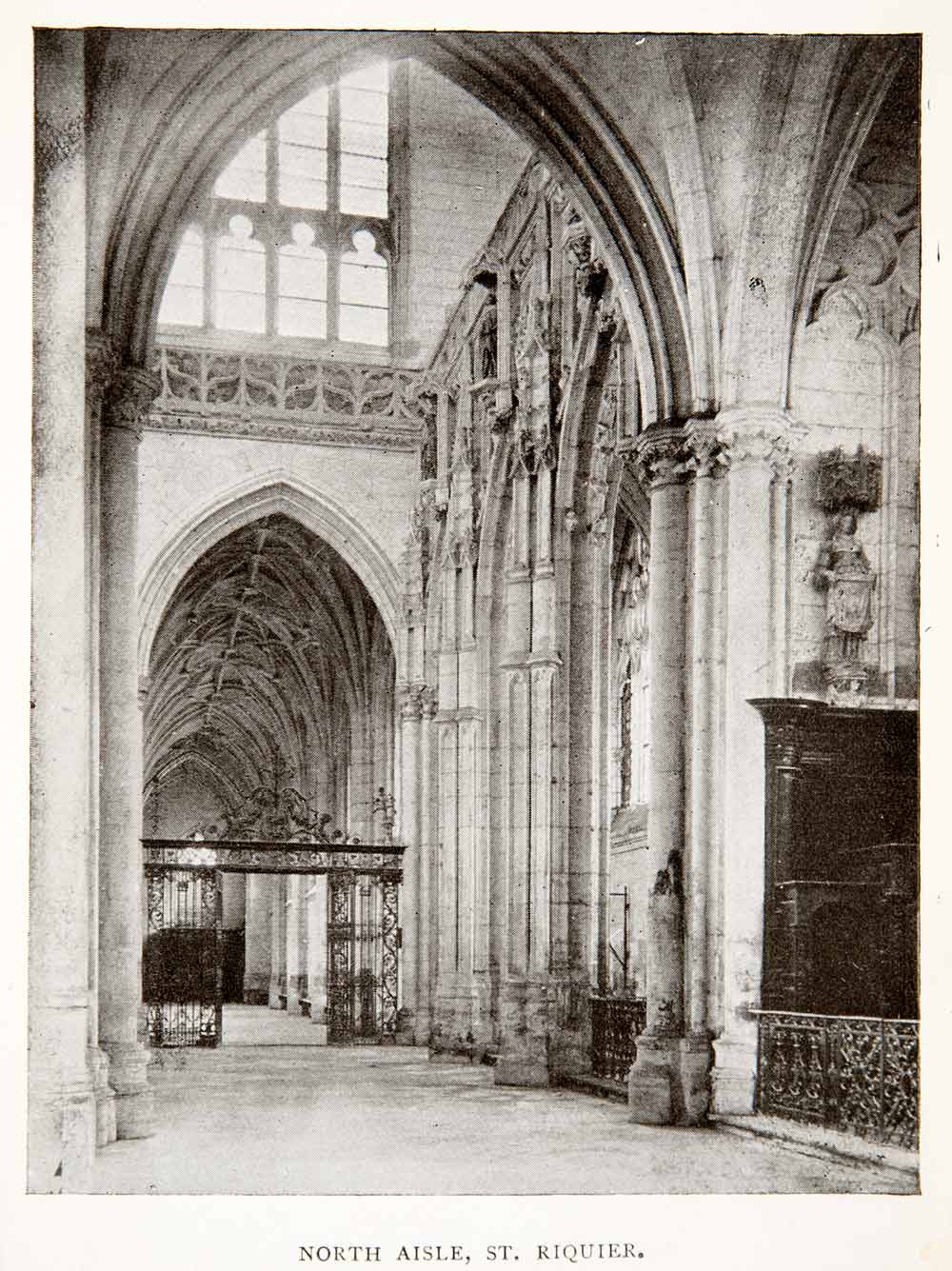 1918 Print Interior North Aisle Saint St. Riquier Church Picardie Picardy XGPC2