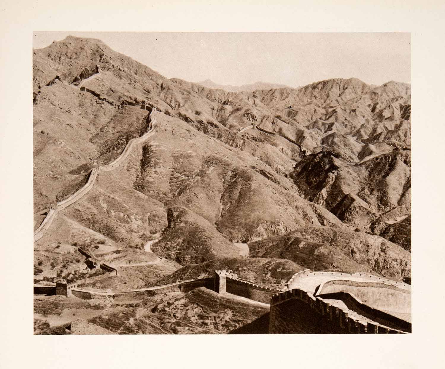 1943 Print Great Wall China Landscape Fritz Henle Mountains Asia XGPC4
