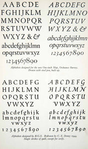 1944 Print Typography Alphabet Designed Map Survey Serif Single Stroke XGPC5