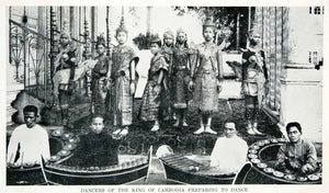1912 Print Dancers King Cambodia Indigenous People Tribal Costume XGPC7