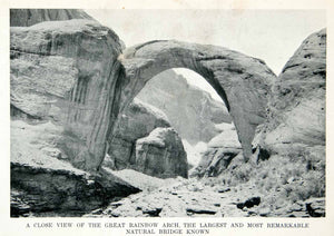 1912 Print View Rainbow Arch Bridge Utah Rock Navaho Reservation Pogue XGPC7