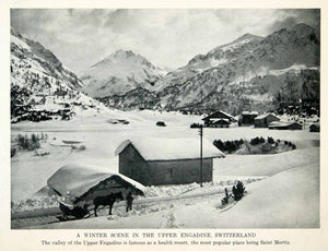 1912 Print Winter Scene Engadine Switzerland Health Resort San Moritz XGPC7
