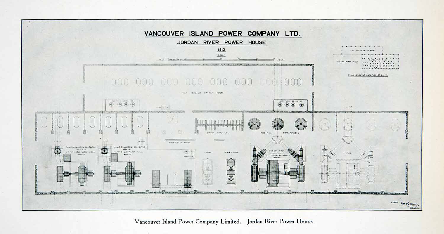 1915 Print Vancouver Island Power Plant House Company Canada Floor Plan XGPC8