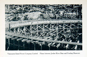 1915 Print Flume Track Jordan River Dam Forebay Reservoir Vancouver Canada XGPC8