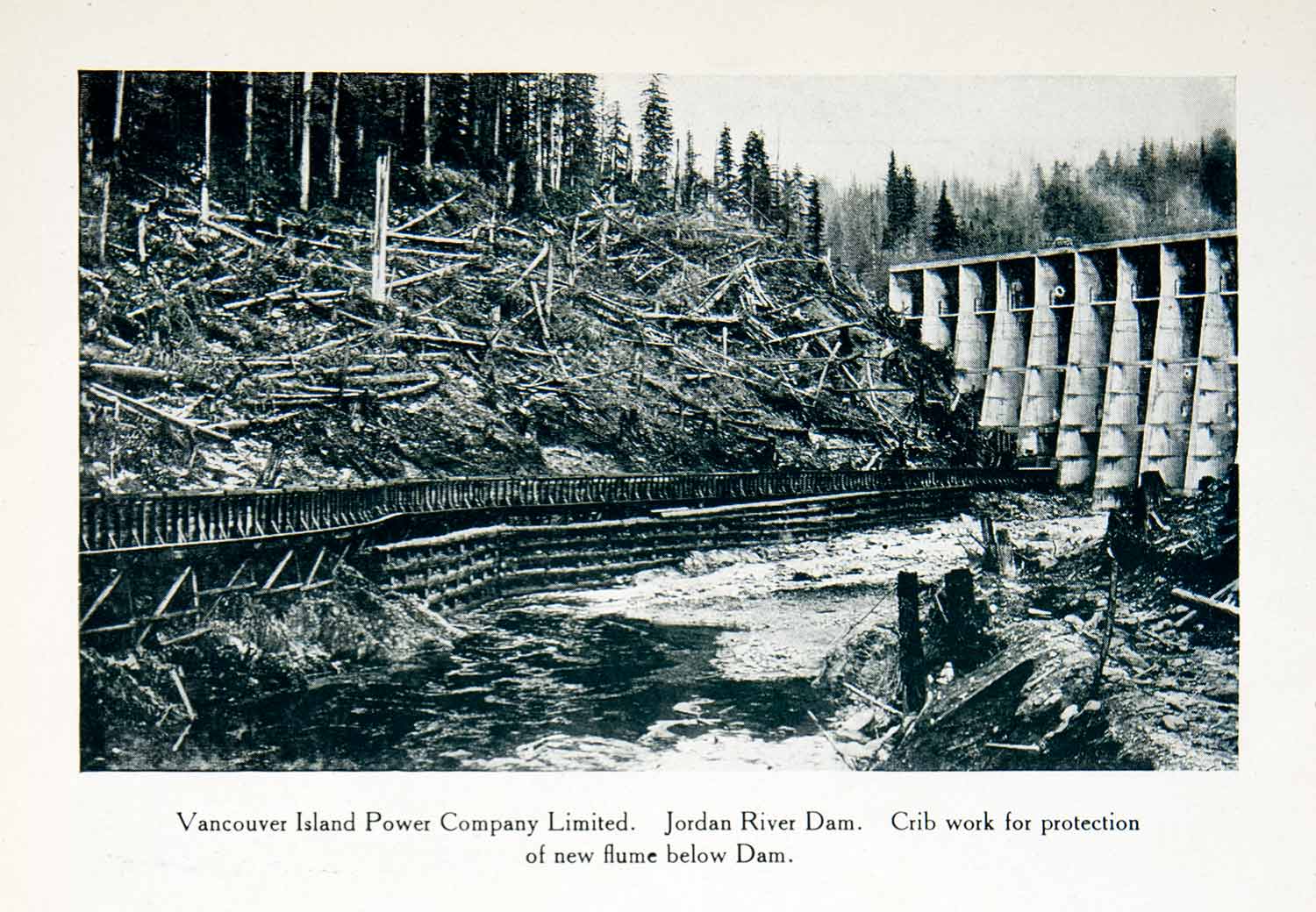 1915 Print Crib Flume Jordan River Dam Vancouver Island British Columbia XGPC8