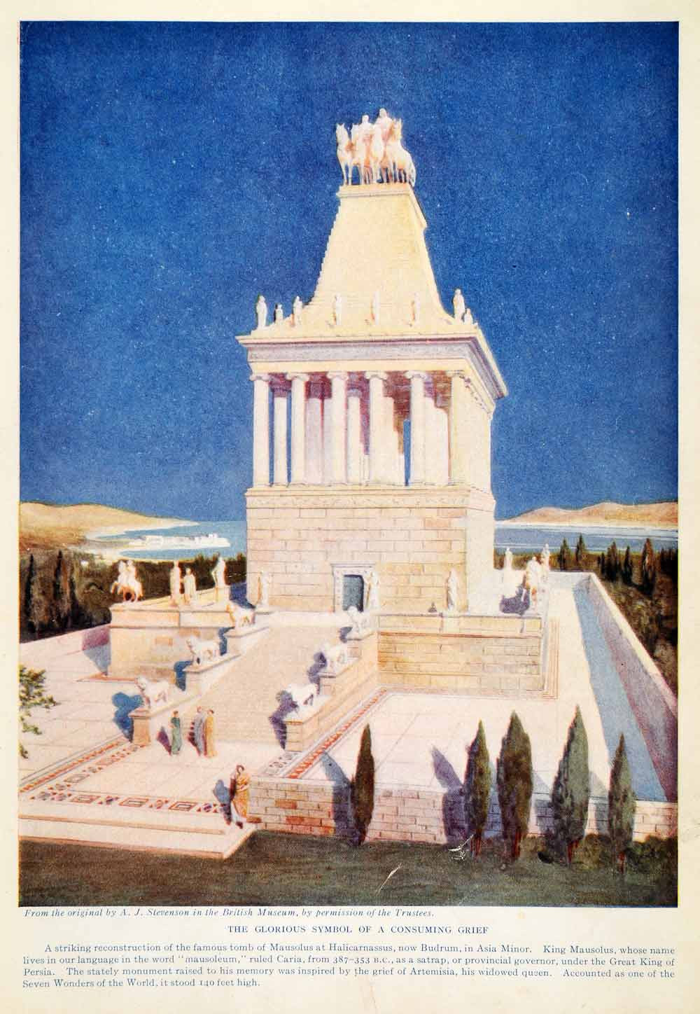 1923 Print Mausoleum Halicarnassus Budrum Mausoleus Turkey Greece Caria XGQ3