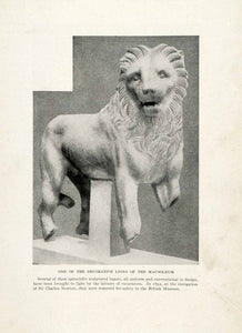 1923 Print Lions Mausoleum Sir Charles Newton British Museum Sculpture XGQ3
