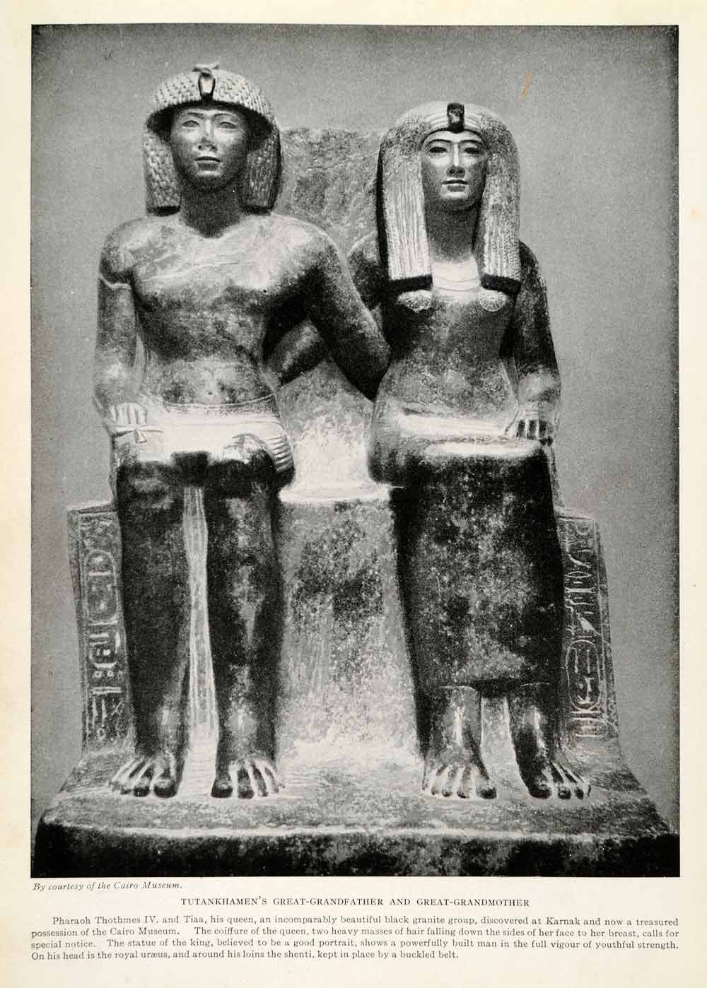 1923 Print Pharaoh Thothmes IV Tiaa Karnak Cairo Museum Tuatankhamen Queen XGQ3