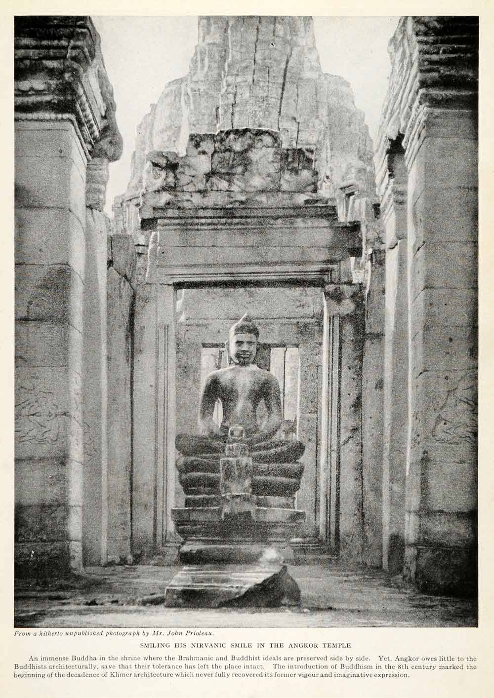 1923 Print Angkor Temple Prioleau Buddha Shrine Buddhist Khmer Brahmanic XGQ3