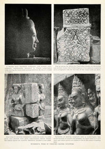 1923 Print Buddha Cambodia Temple Sculpture Nude Khmer Archaeology Angkor XGQ3