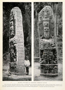 1923 Print Aboriginal American Quirigua, Maya Glyph Monument Mystical XGQ3