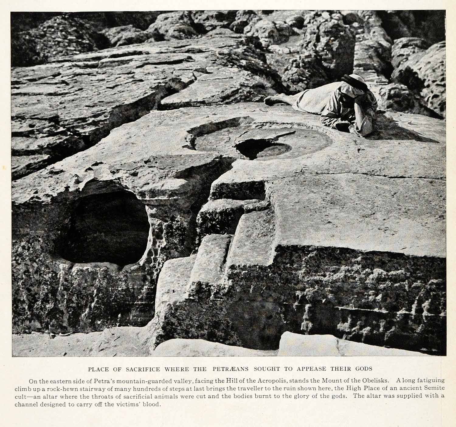 1923 Print Jordan Petraeans Semite Sacrificial Altar Archaeology Mount XGQ3