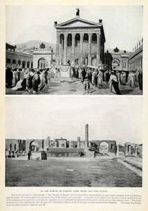 1923 Print Forum Pompeii Temple Altar Sacrifice Corinthian Columns XGQ3