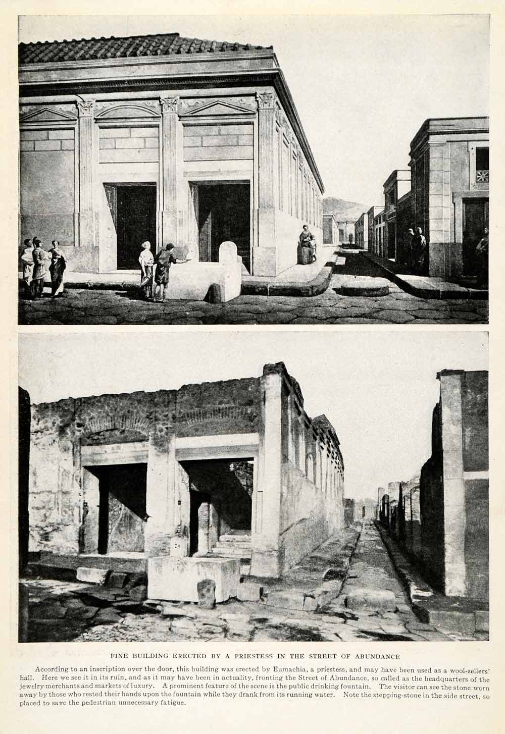 1923 Print Eumachia Ruin Street of Abundance Priestess Drinking Fountain XGQ3
