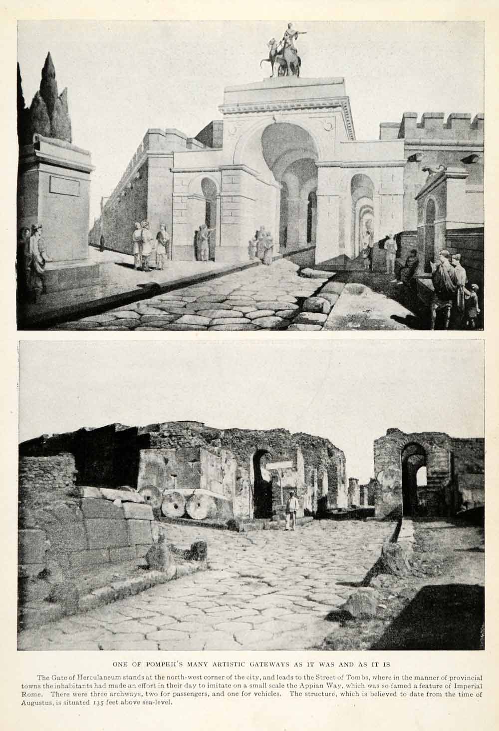 1923 Print Pompeii Gateway Herculaneum Augustus Ruin Architecture XGQ3