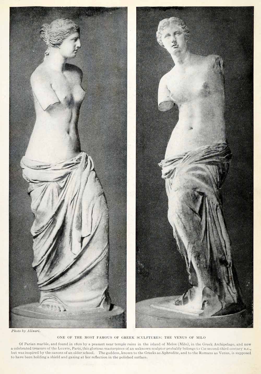 1923 Print Venus Milo Parian Marble Island Melos Aphrodite Goddess Nude XGQ3