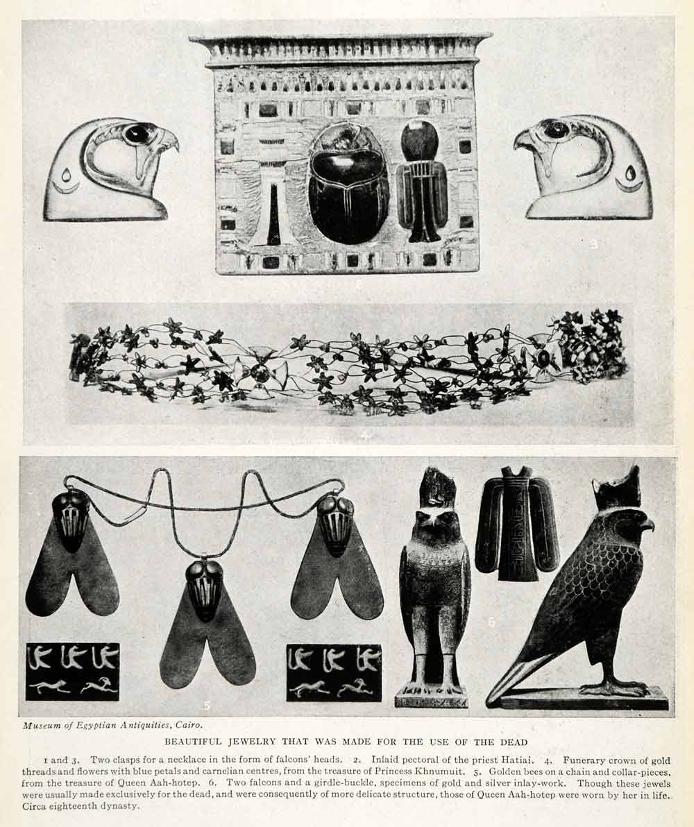 1923 Print Jewelry Egypt Cairo Museum Hatiai Princess Khnumuit Queen Aah XGQ3