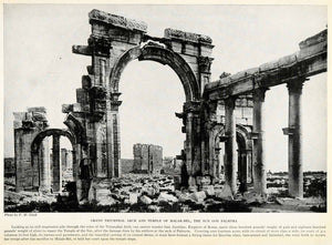 1923 Print Good Malak-Bel Palmyra Sun God Triumphal Arch Aurelian Zenobia XGQ3