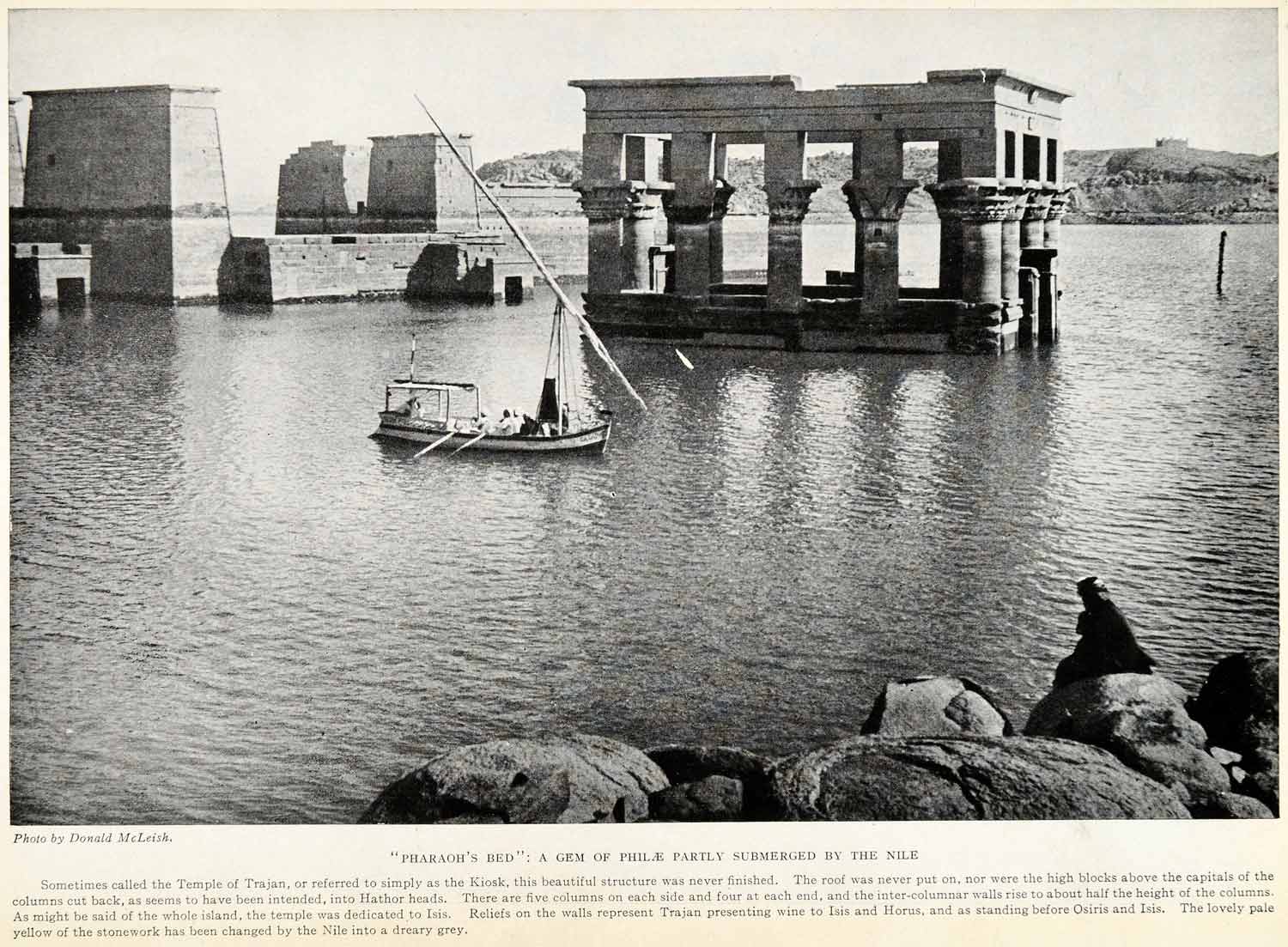 1923 Print Donald McLeish Pharoah Philae Nile Temple Trajan Kiosk Isis XGQ3
