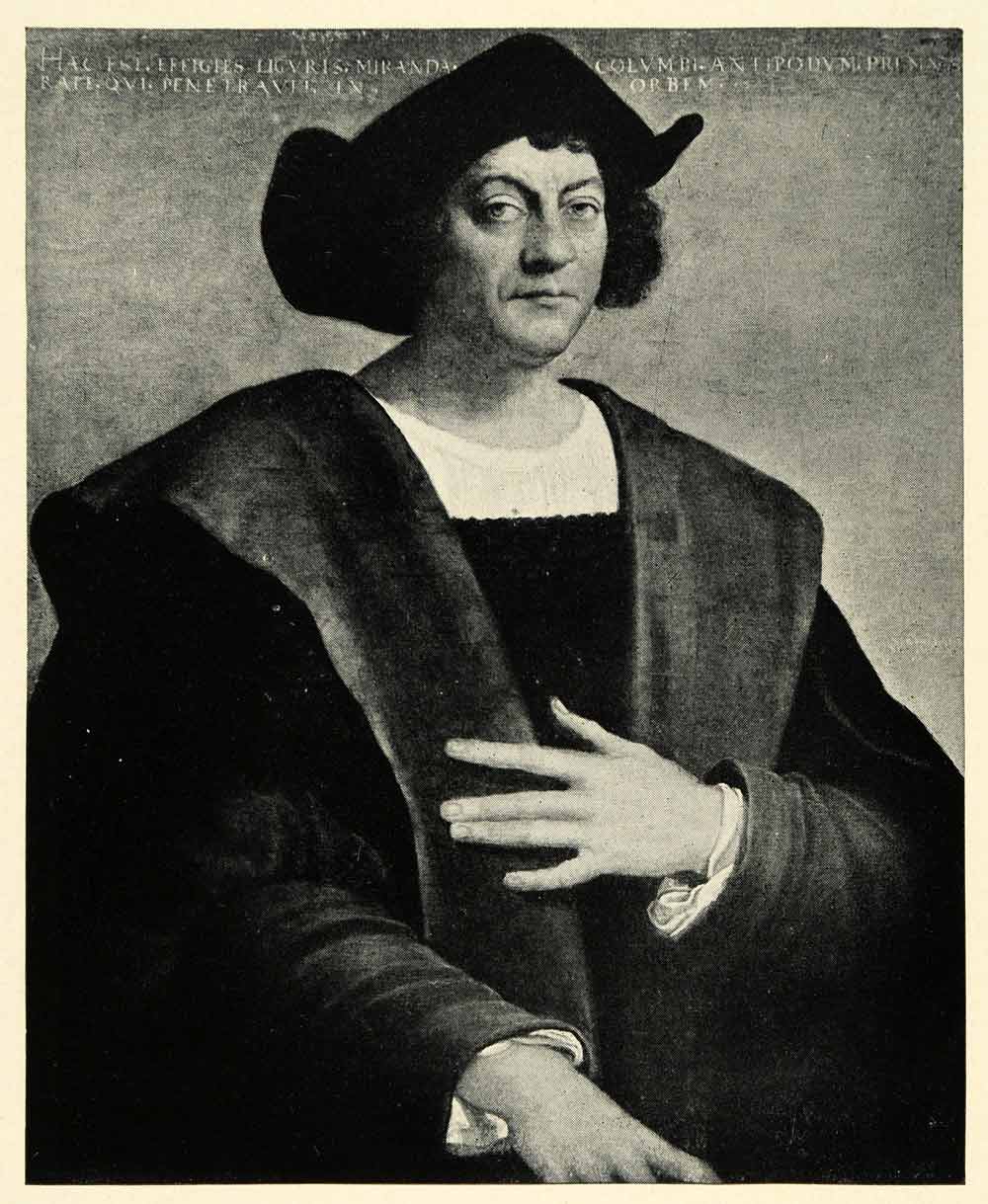 1935 Print Christopher Columbus Portraiture Effigy Italian Sebastiano del XGQ6