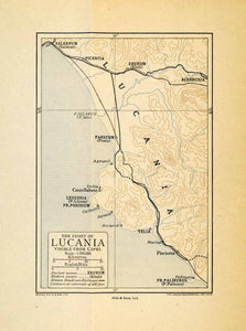 1914 Lithograph Lucania Coast Salernum Picentia Eburum Italy Tyrrhenian XGQ8
