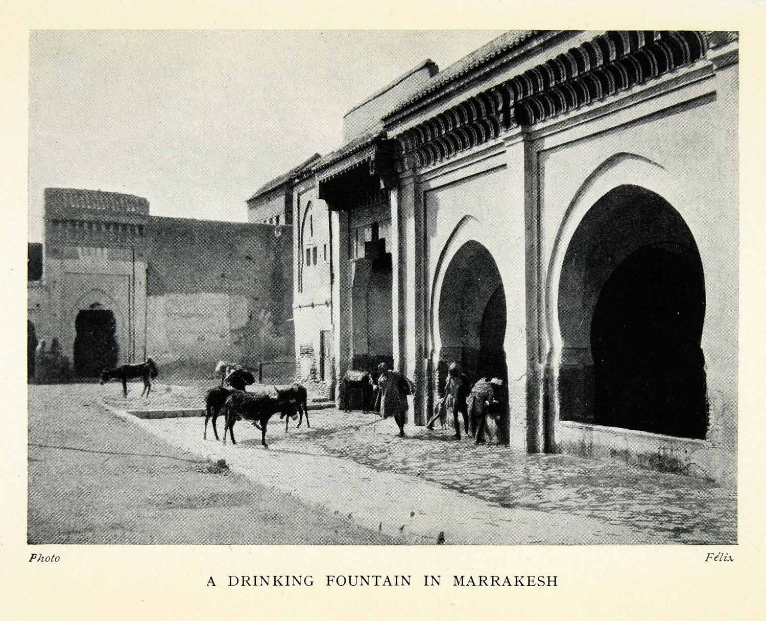 1929 Print Marrakesh Morocco Drinking Fountain Marrakech Historic Image XGQ9