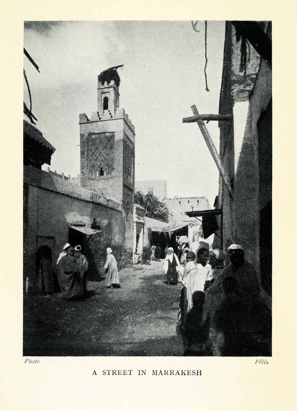 1929 Print Marrakesh Streetscape Morocco Cityscape Historic Image Marrakech XGQ9