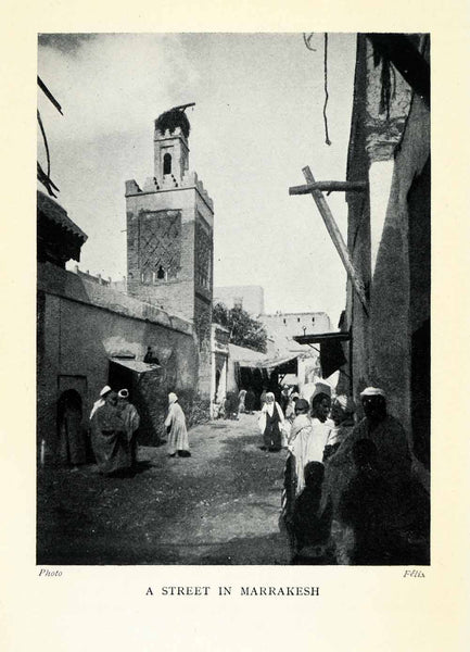 1929 Print Marrakesh Streetscape Morocco Cityscape Historic Image