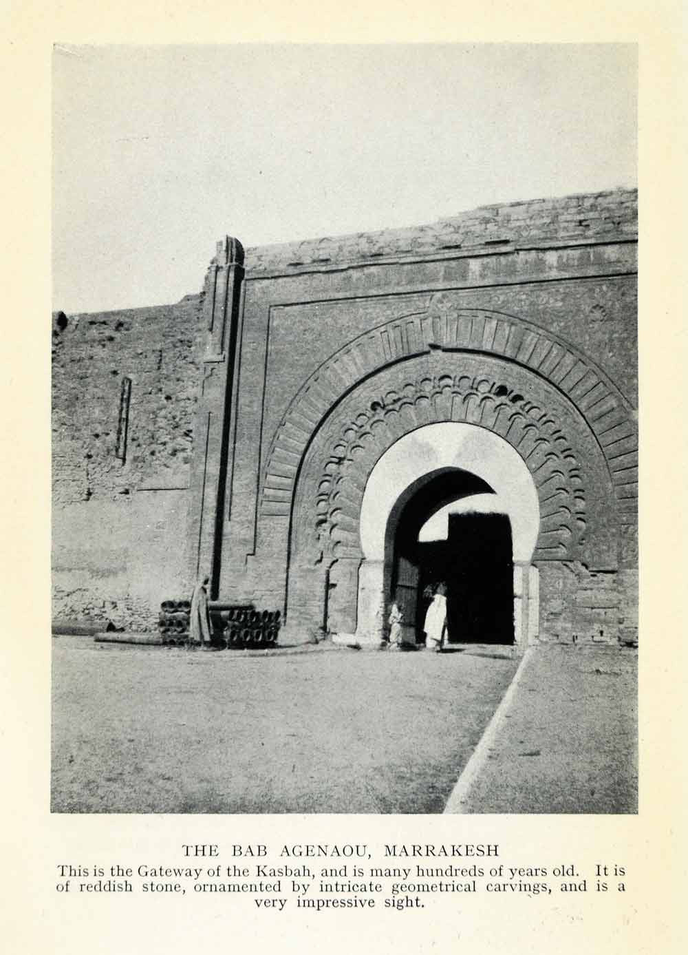 1929 Print Marrakesh Bab Agnaou Ancient Kasbah Gateway Architecture Morocco XGQ9 - Period Paper

