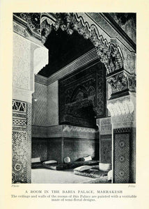 1929 Print Bahia Palace Room Interior View Marrakesh Morocco Ornate XGQ9
